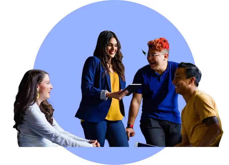 A team collaborating on a special program