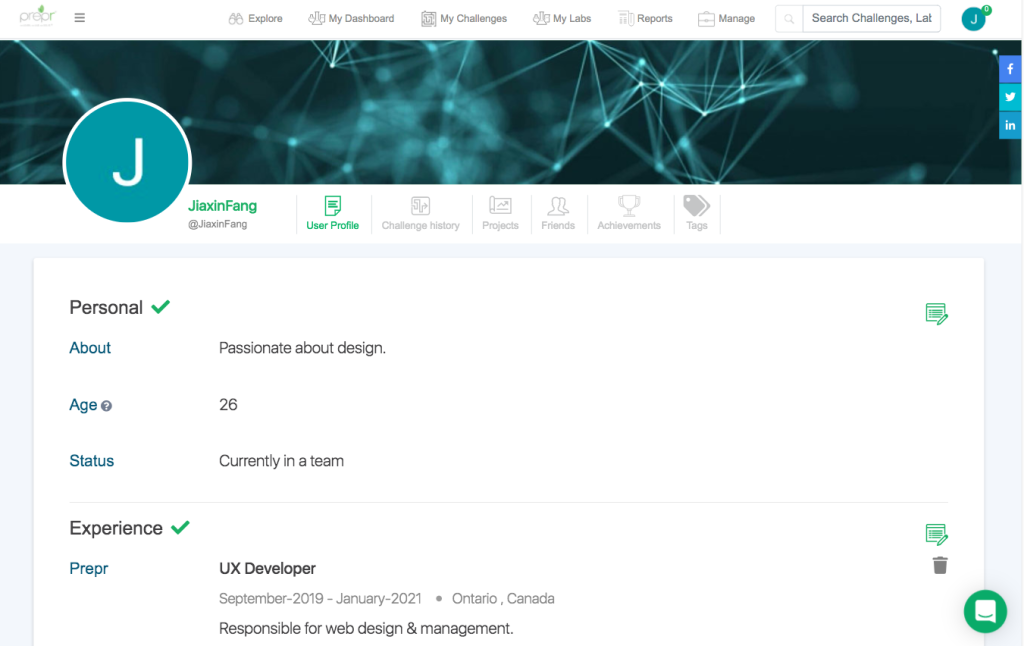 PreprLabs platform screenshot