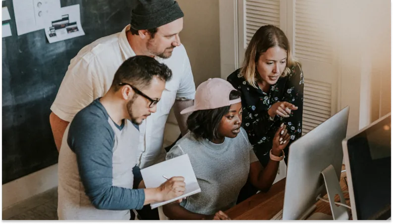 Team working on a project together