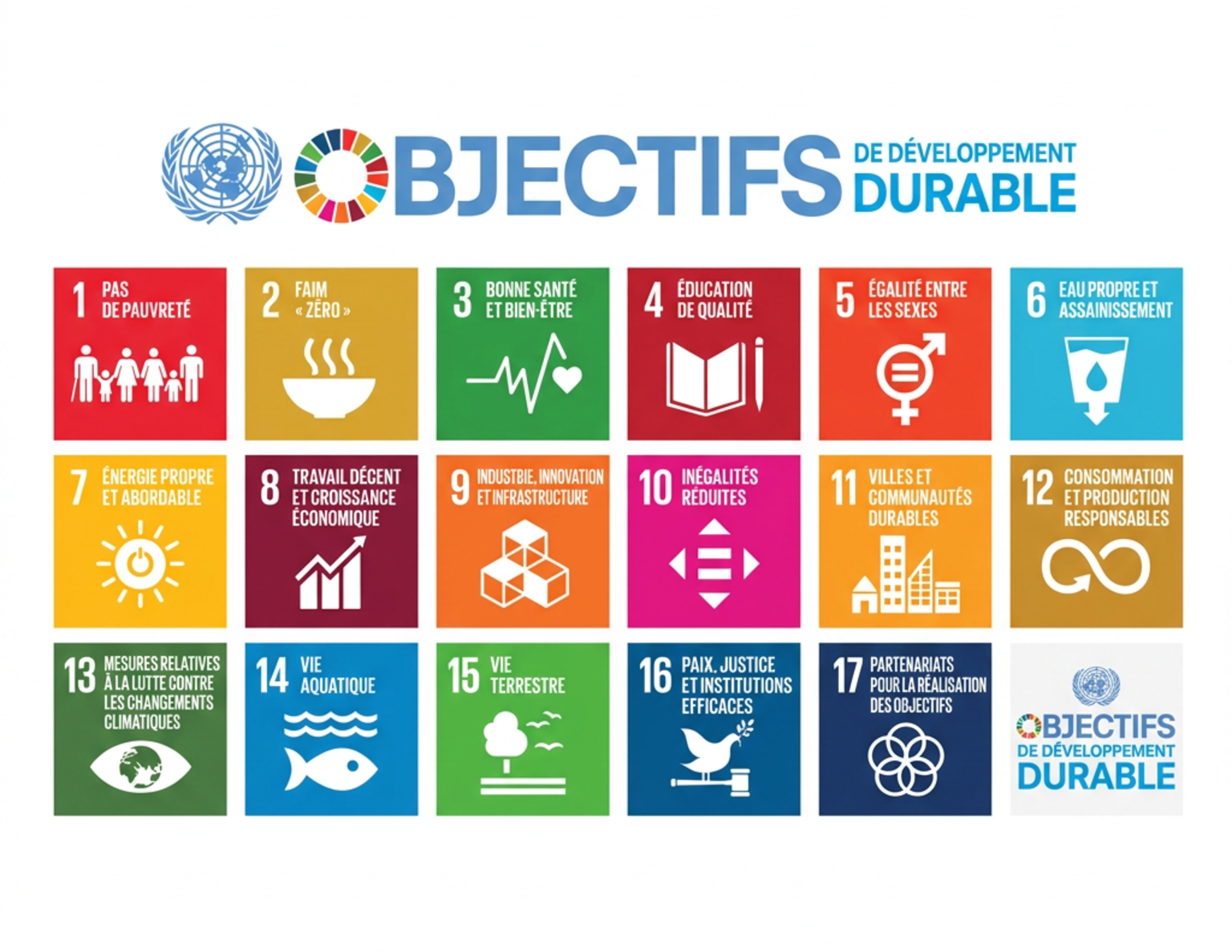 Les 16 objectifs de développement durable des Nations Unies