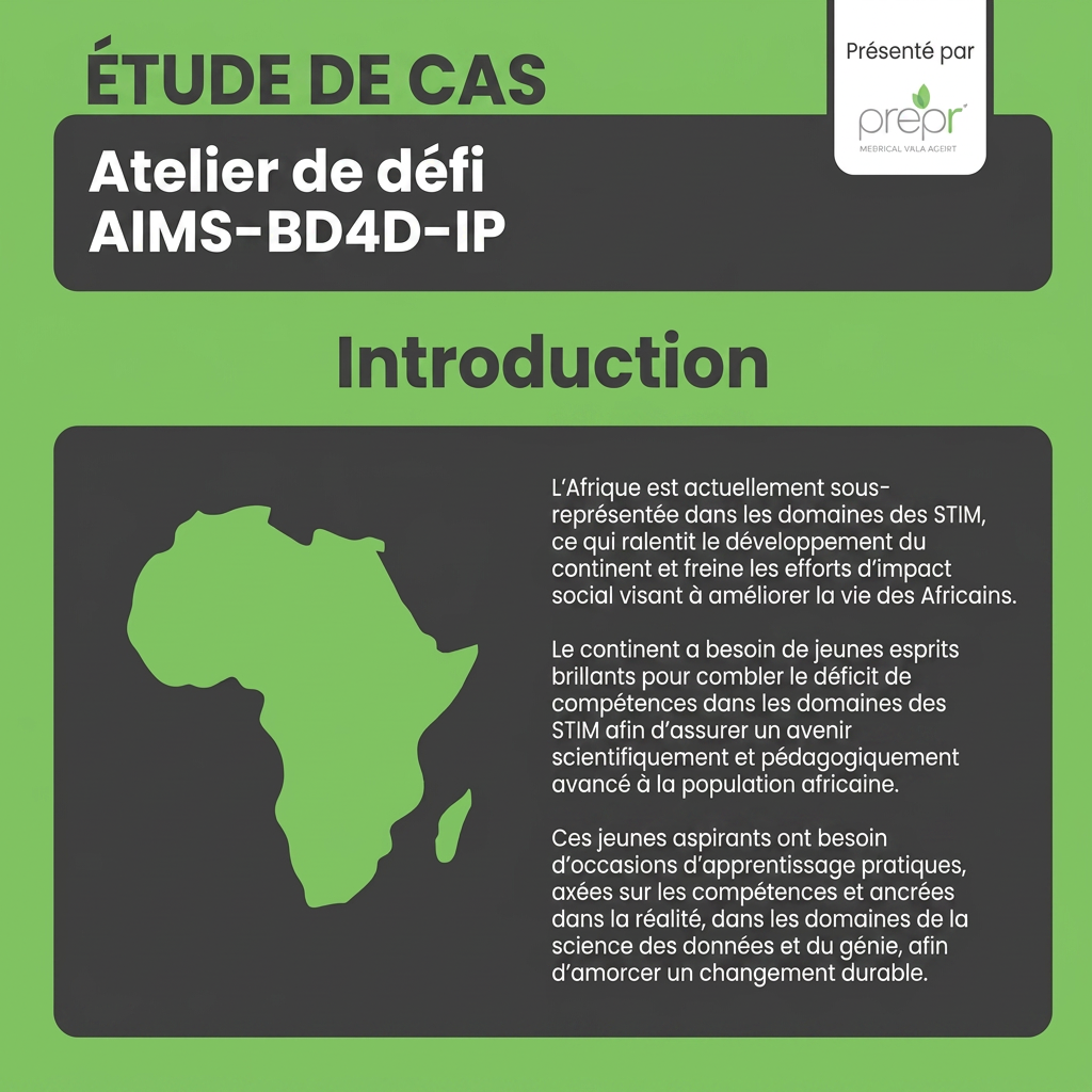Étude de cas – infographie de l’atelier du défi AIMS-BD4D-IP