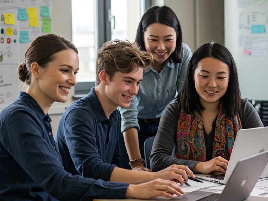 Colleagues collaborating in the workplace