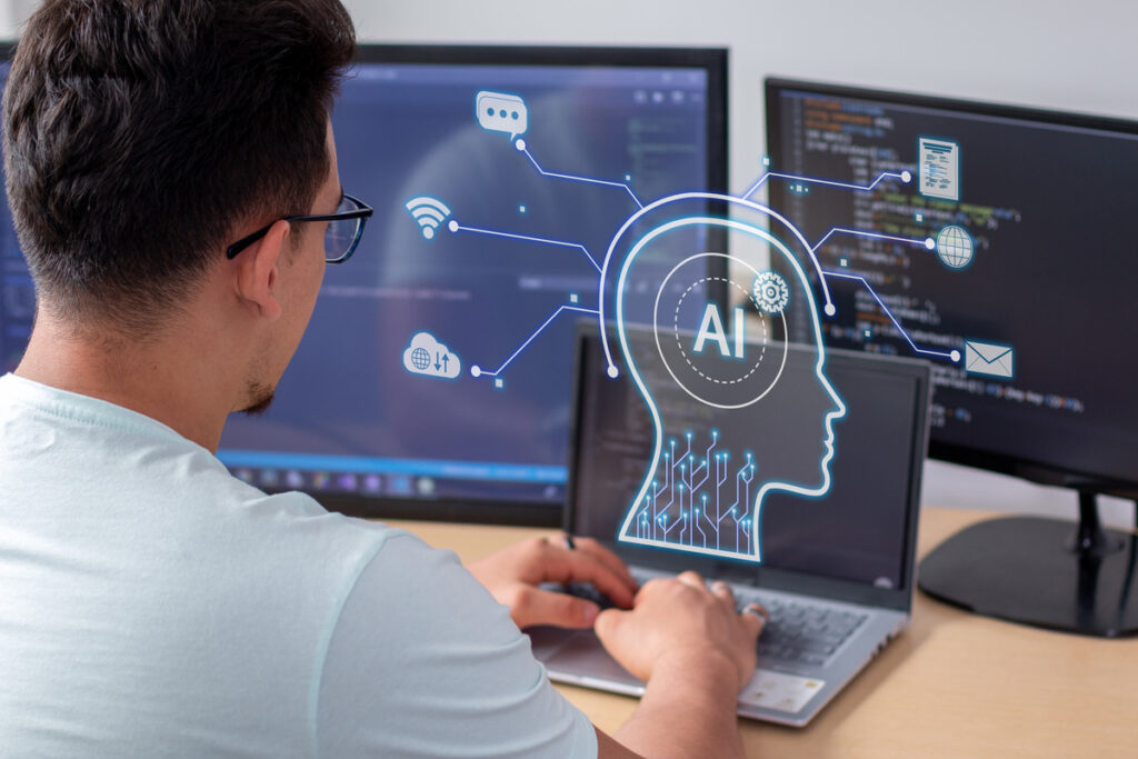 Team exploring AI tools on a laptop