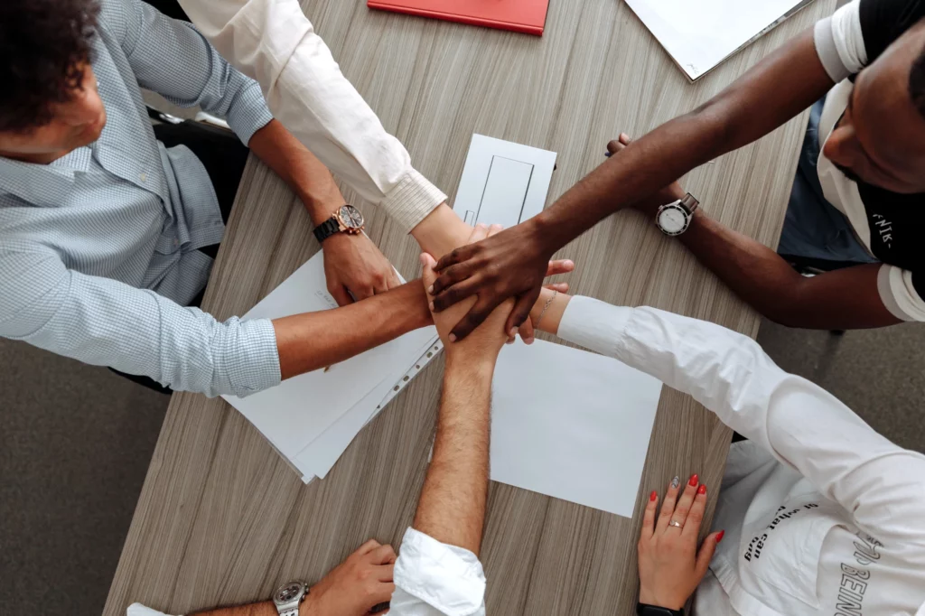 Image: group high five.